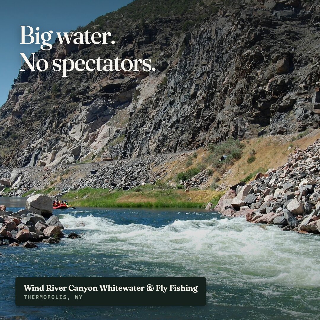 Ad: whitewater canyon with raft, hook big water no spectators (square version)