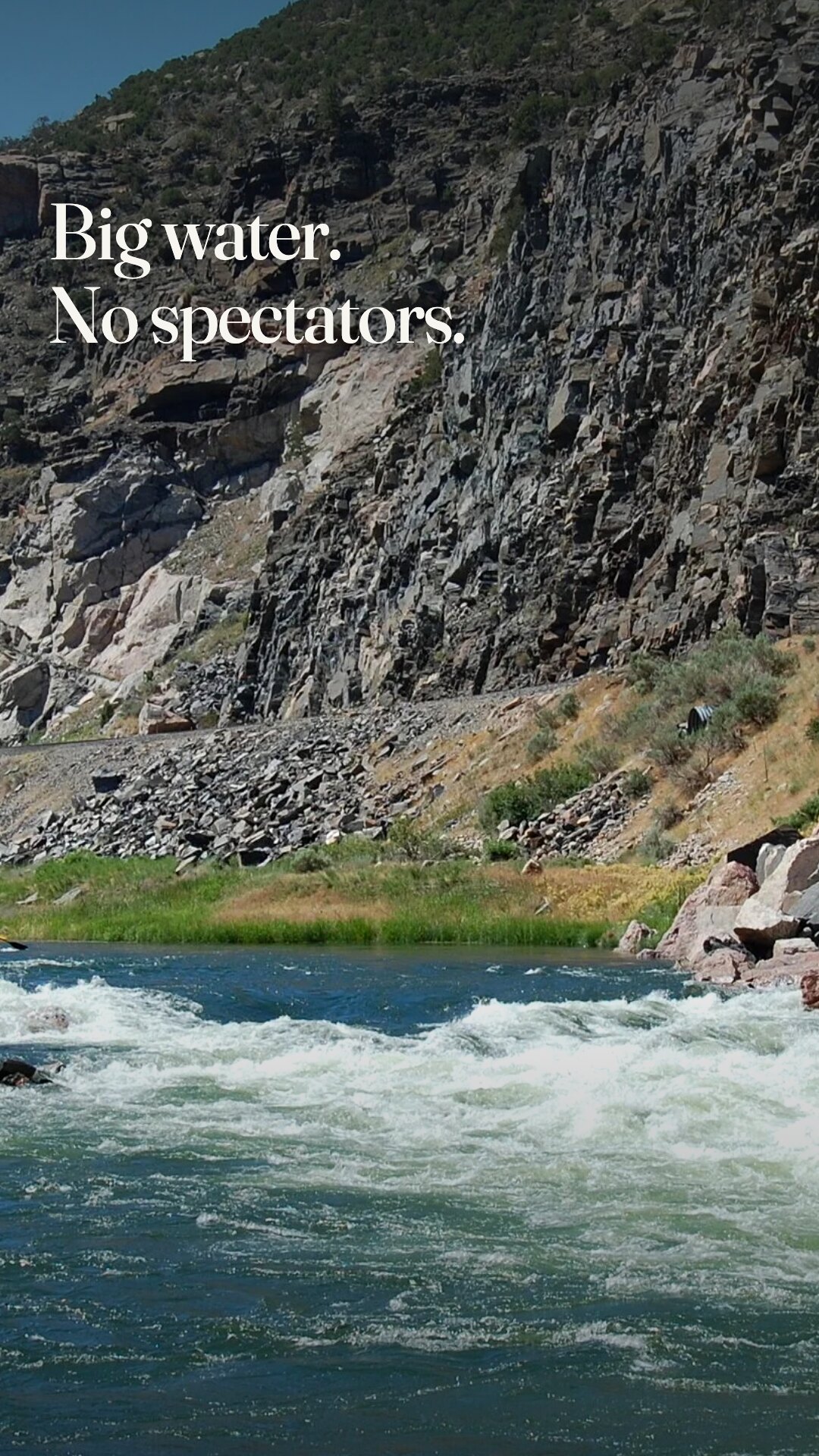 Ad: whitewater canyon with raft, hook big water no spectators (vertical version)
