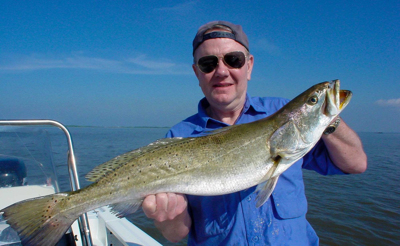 A guide at work during a trip, photographed by Calcasieu Charter Service in LA