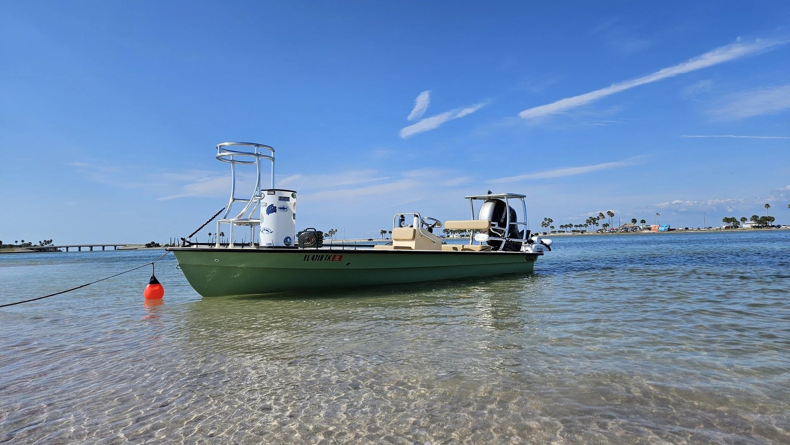 A guided trip in progress on open water, photographed by Captain Austin McWhorter Fly Fishing Guide in FL