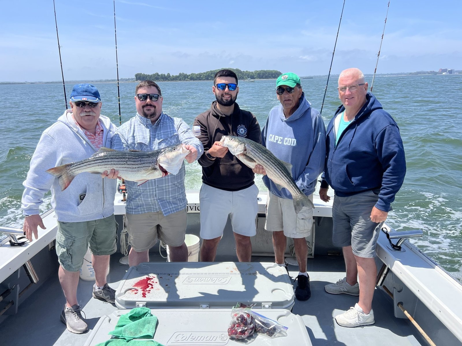 A guide's day in progress, photographed by C.J. Victoria Fishing Charters in MA