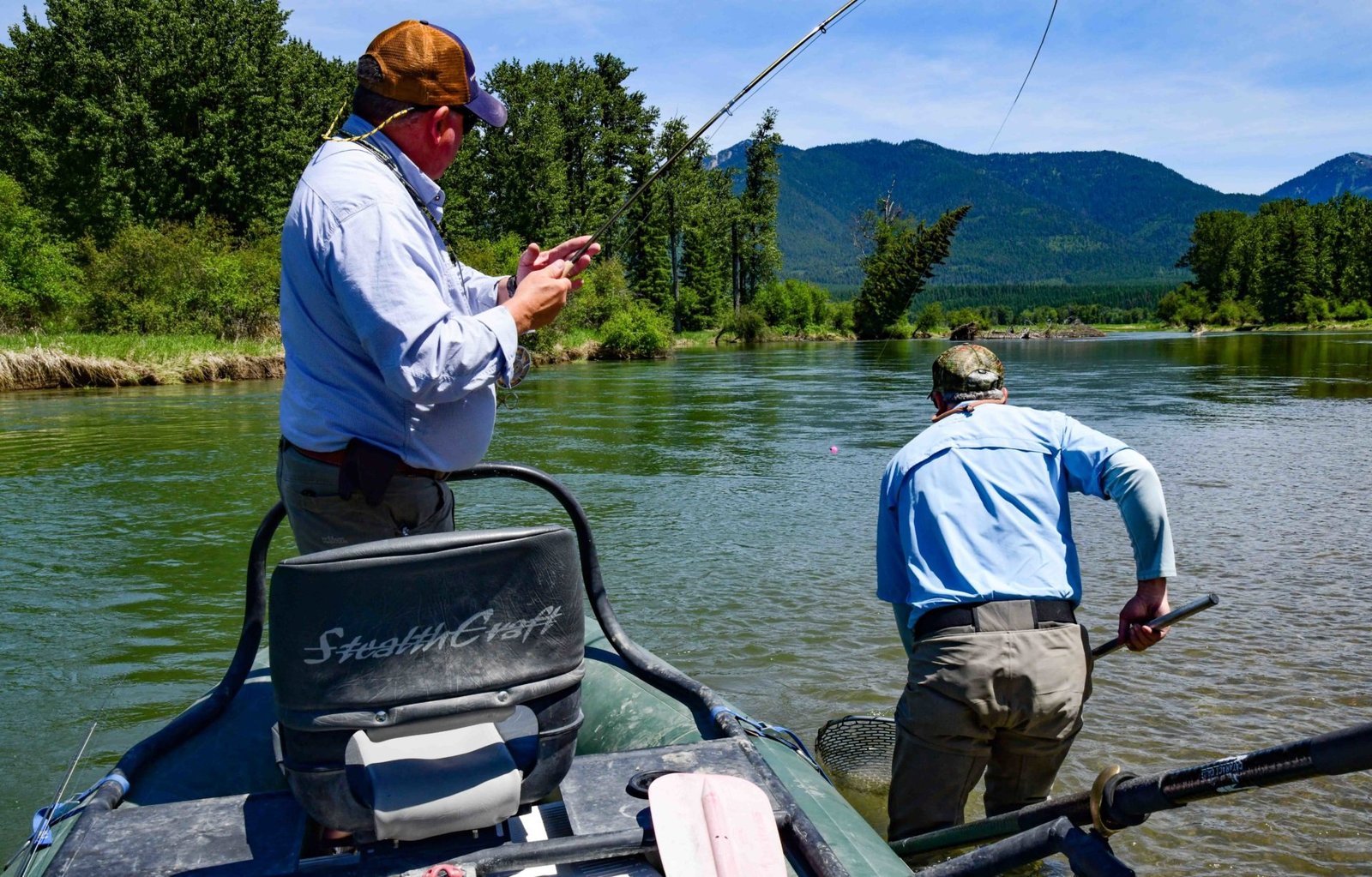 A guide at work during a trip, photographed by Crane Mountain Guide Service in MT