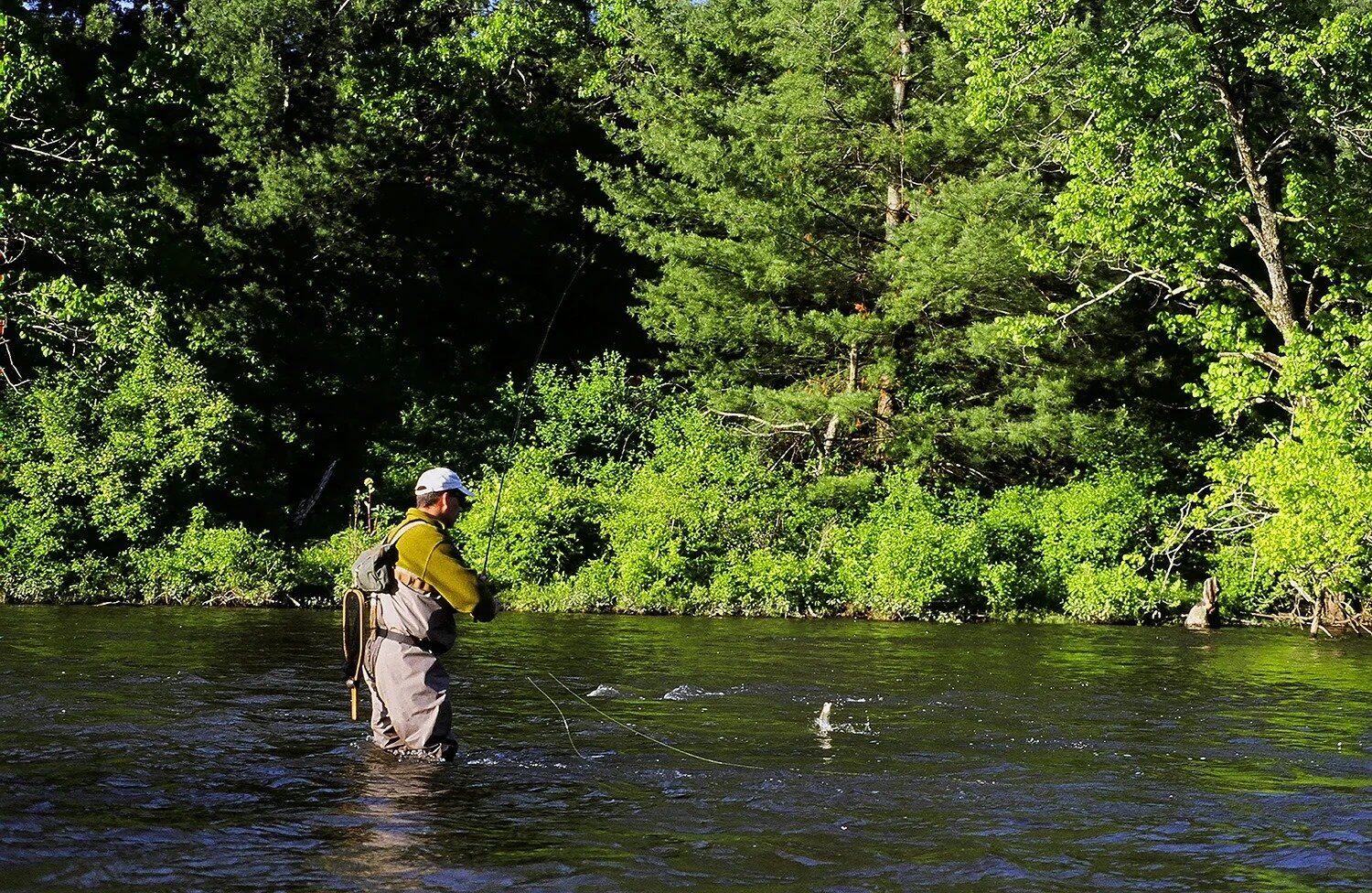 A guide handling the work of a booked trip, photographed by Housatonic River Outfitters in CT