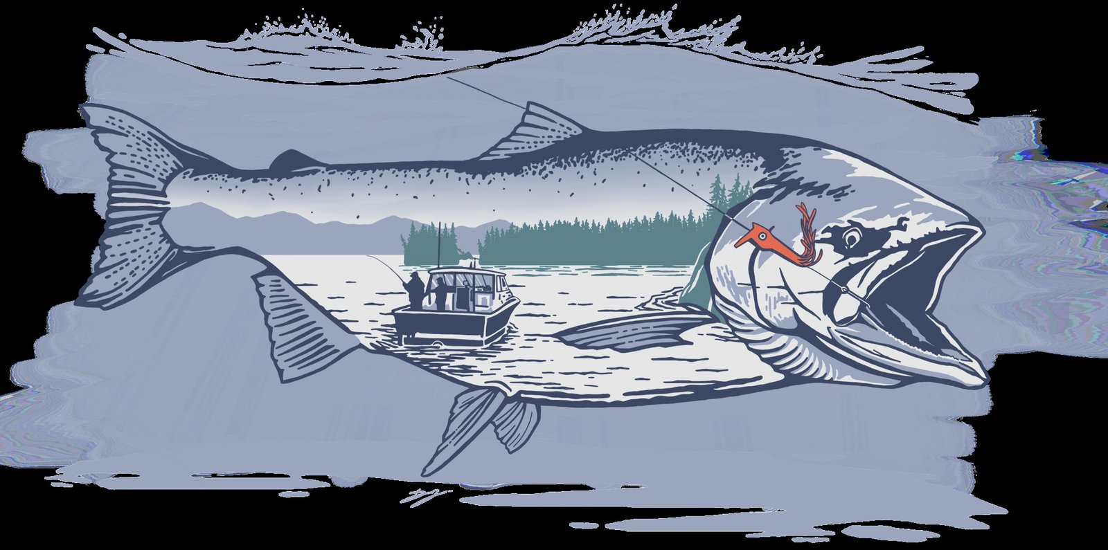 A guide working with a client on the water, photographed by Ketchikan Chrome in AK