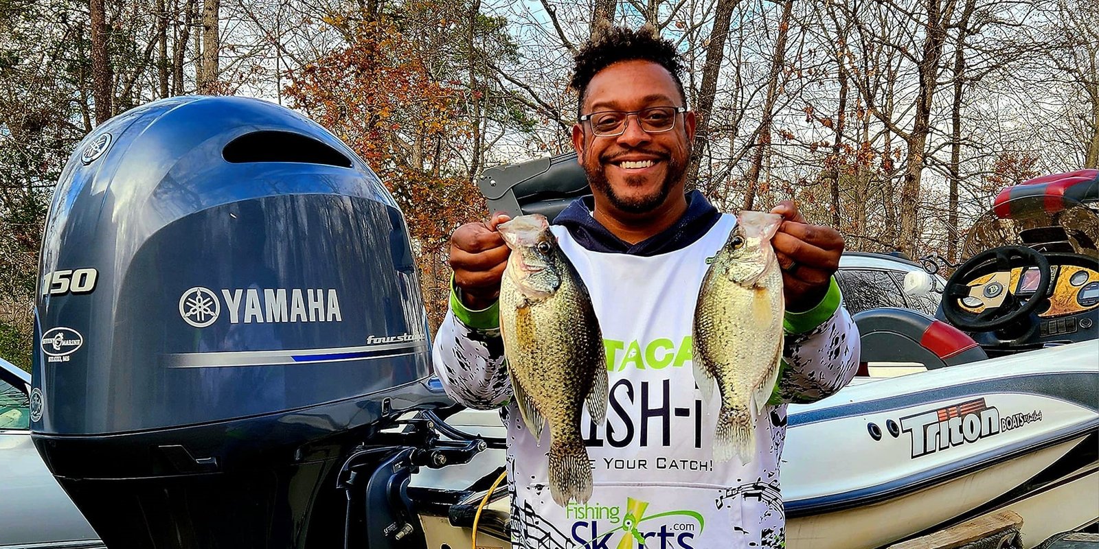A guide working with a client on the water, photographed by KJ's Outdoor Adventures in VA