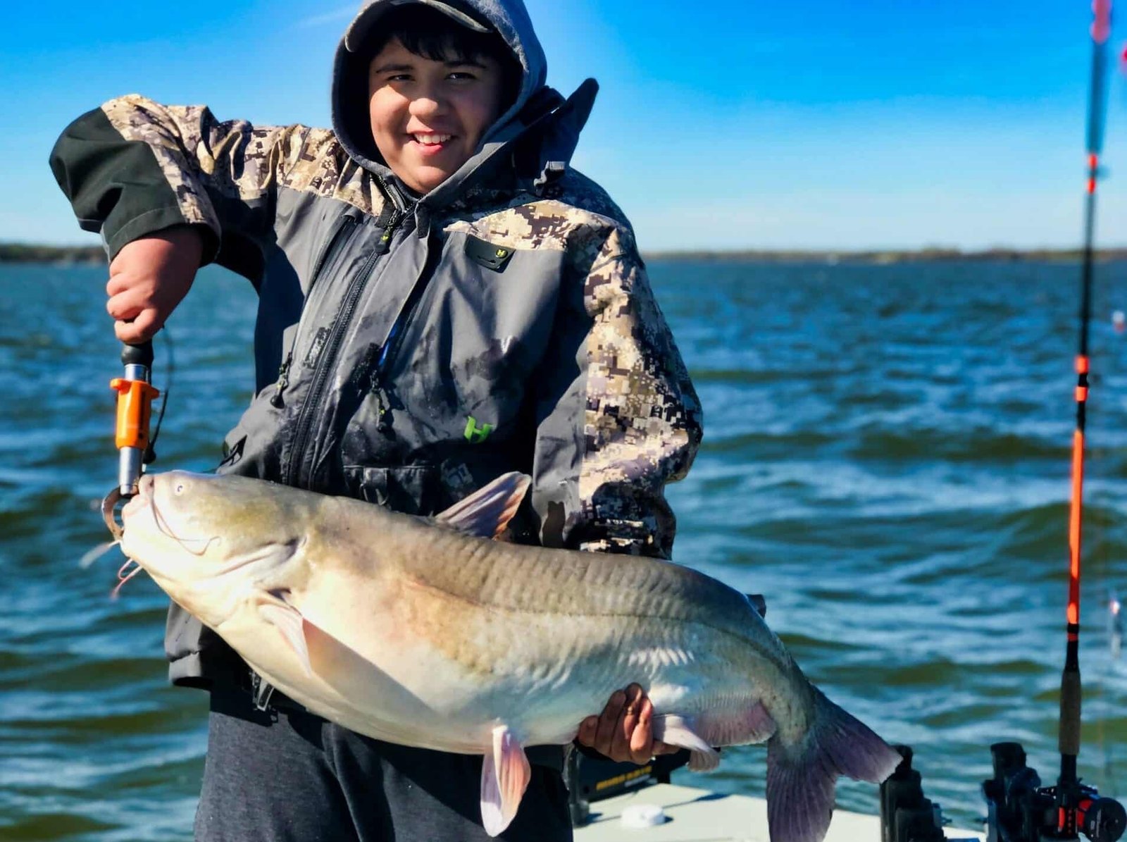 An on-the-water scene from a working guide operation, photographed by North Texas Catfish Guide Service in TX