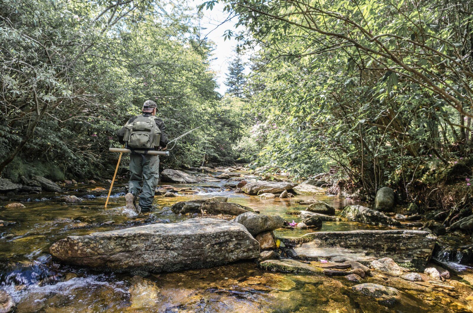 A guide at work during a trip, photographed by Pisgah Outdoors in NC