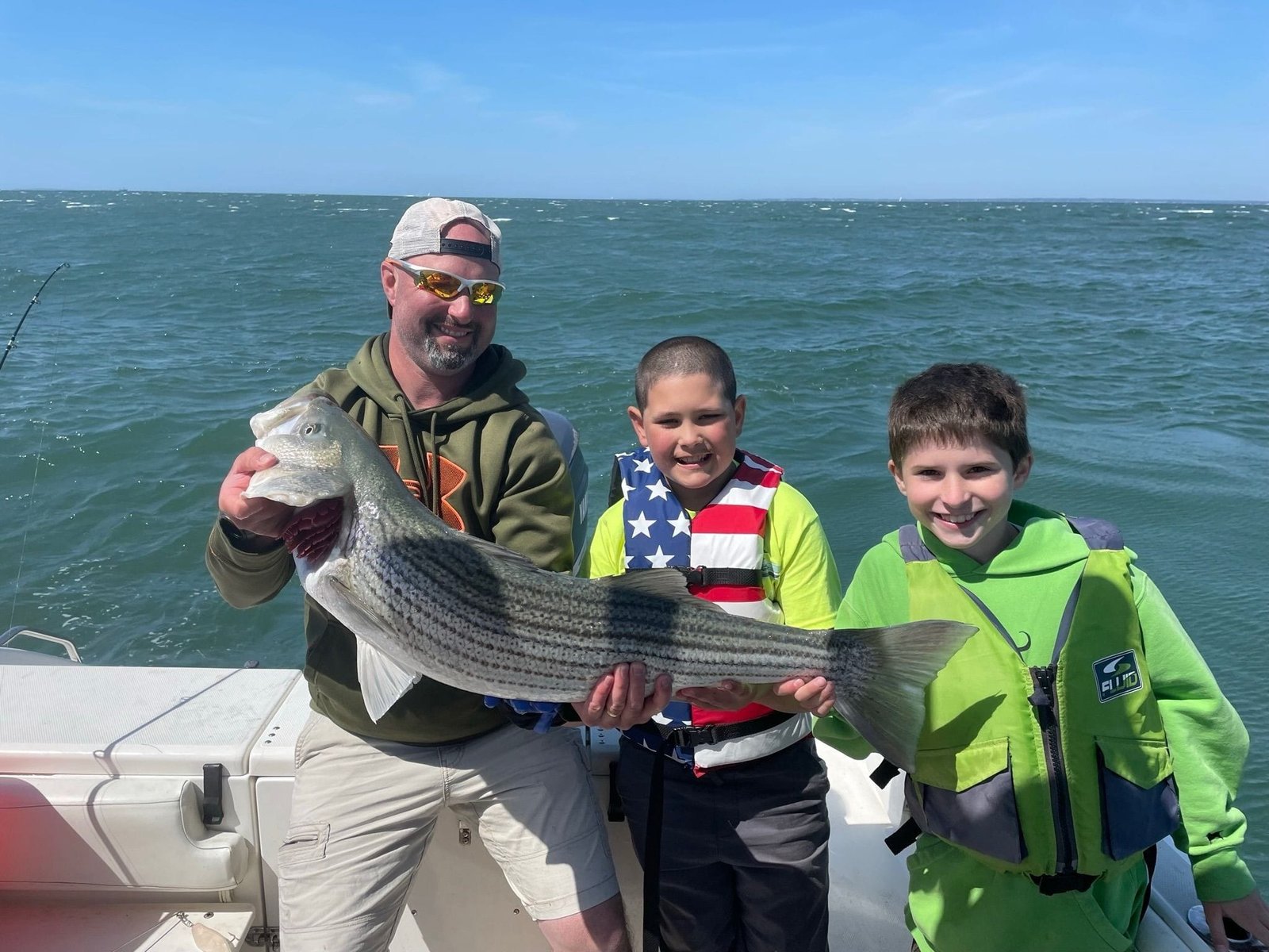 A guide's day in progress, photographed by Smokin Reels Fishing Charter in MA