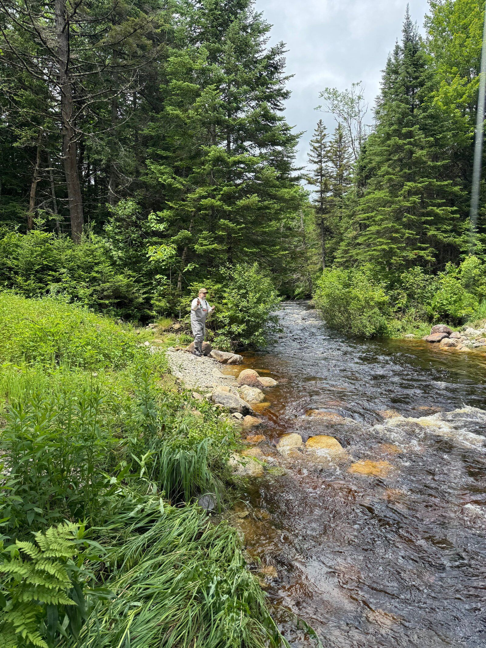 A guide at work during a trip, photographed by Stream and Brook Fly Fishing in VT