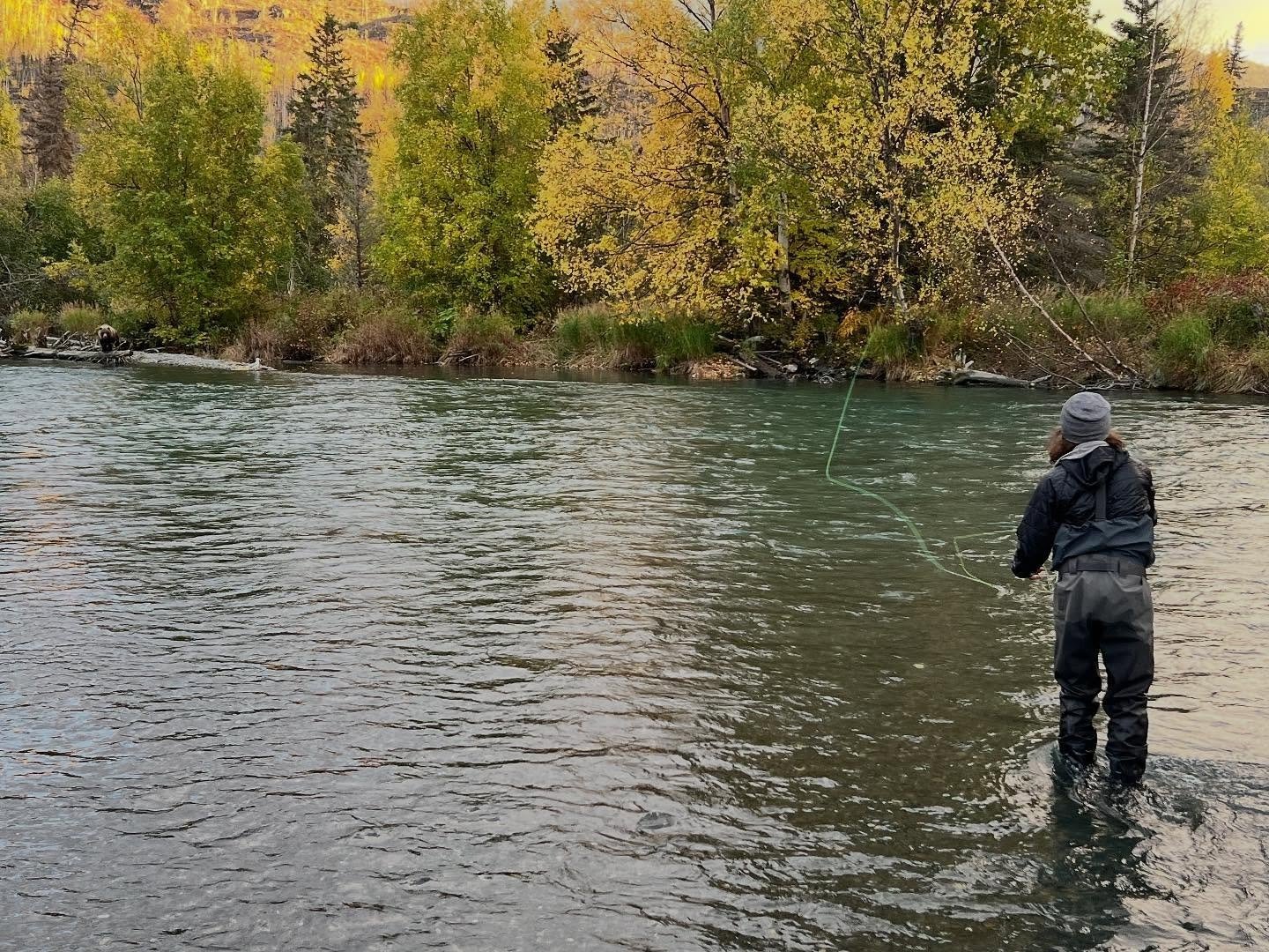 A working outfitter partway through a day, photographed by Up North Fly Fishing in AK