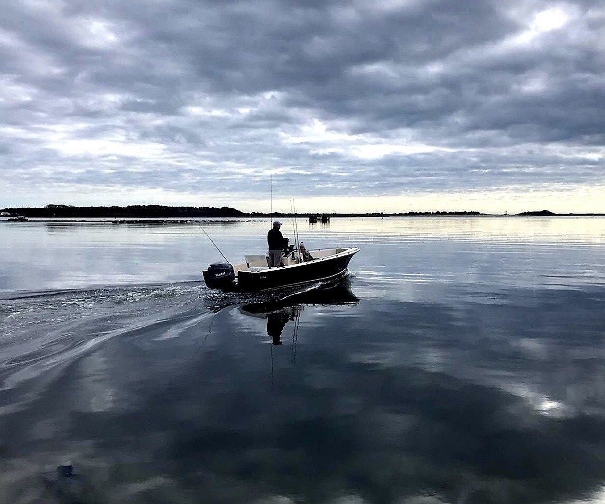 An on-the-water scene from a working guide operation, photographed by Westport Fly in MA